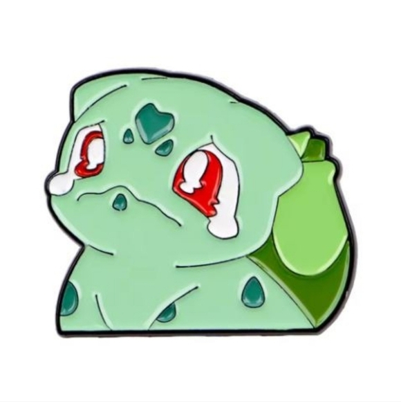Pokemon Accessories - Green and Red Cartoon Character Enamel Pin Pokemon Bulbasaur Anime